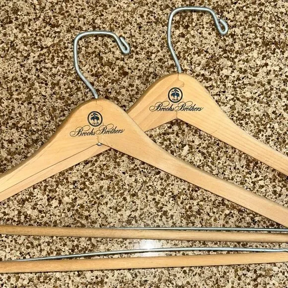 Brooks Brothers Light Tan Tongue and Groove Wooden Hangers