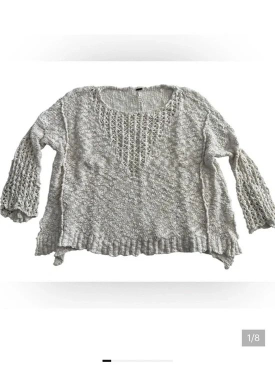 Free People oversized Textured knit Cream Sweater