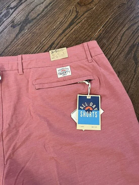 NWT FAHERTY $98 Men's All Day Shorts in Sunrose Size 40 9