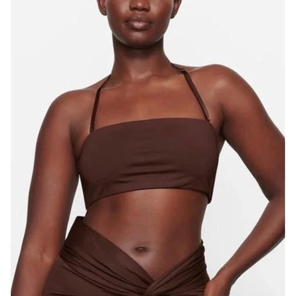 SKIMS Recycled Swim Bandeau Bikini Top Cocoa Brown 2X SW-BND-0777 NWT