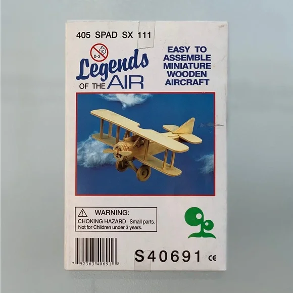 Legends of the Air 405 SPAD SX 111 Miniature Wooden Bi-Wing Aircraft Model Kit