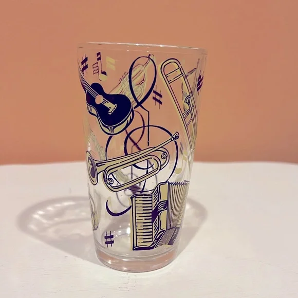 1940’s Hazel Atlas Musical Instruments Themed Bar Glass