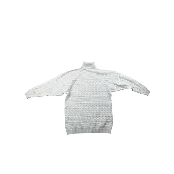 Ann‎ Taylor Cream Cable Knit Turtleneck Sweater Womens Medium 100% Cotton