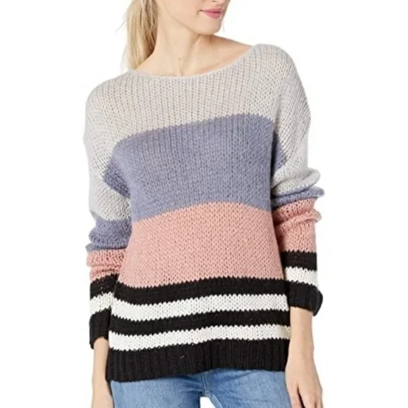 Lucky Brand Colorblock Knit Weave Sweater M