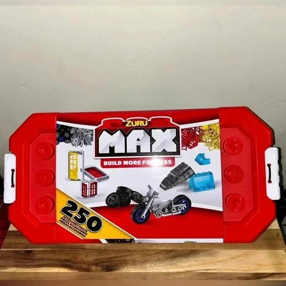 ZURU MAX BUILD MORE FOR LESS. 250 ACCESSORY PIECES. WHEELS. DOORS. WINDOWS,ETC.