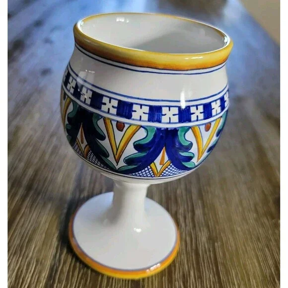 Vintage Cama Bordato Artisan Wine Goblet Made In Italy Geometric Design