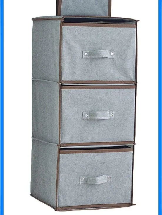 3-Tier Hanging Closet Organizer Storage Bins - Gray