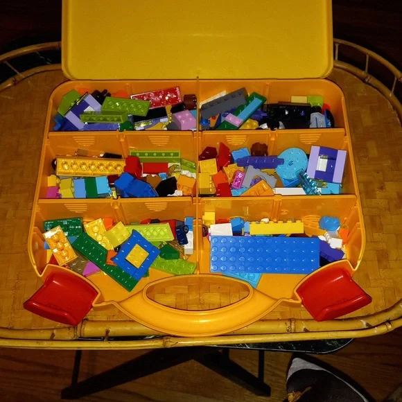 Lego Yellow Carrying Storage Case with an Assortment of 300+ Legos