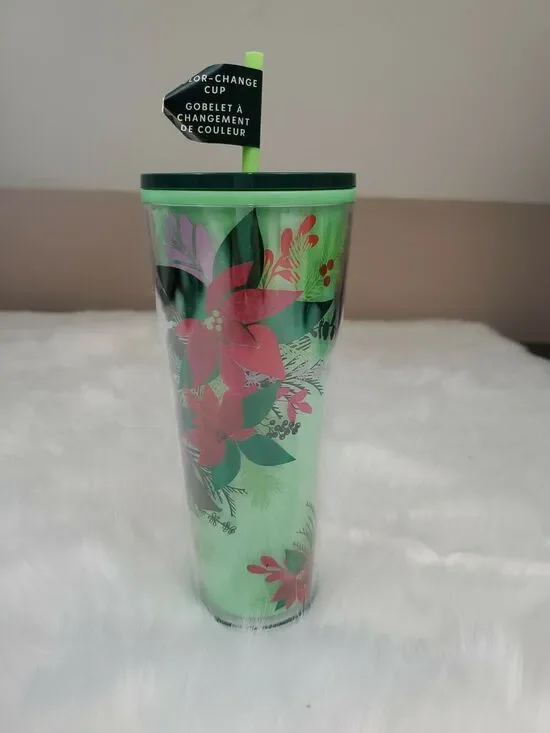 Starbucks Christmas Color Changing Tumbler Venti Poinsettia BRAND NEW