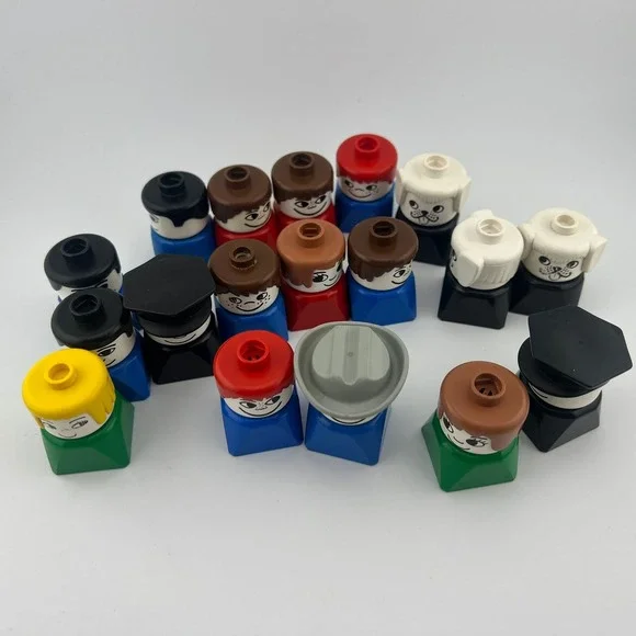 LEGO DUPLO Vintage Face Bricks Character Building Blocks Toy Lot 18 Pieces 2000s