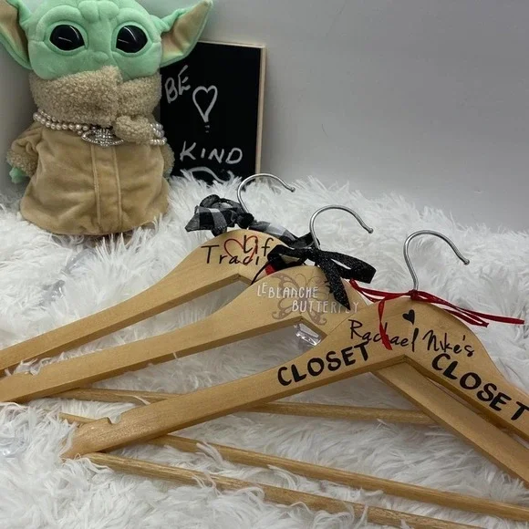 Personalized Branding 2 Wood Hangers w/ Closet or IG Handle Logo