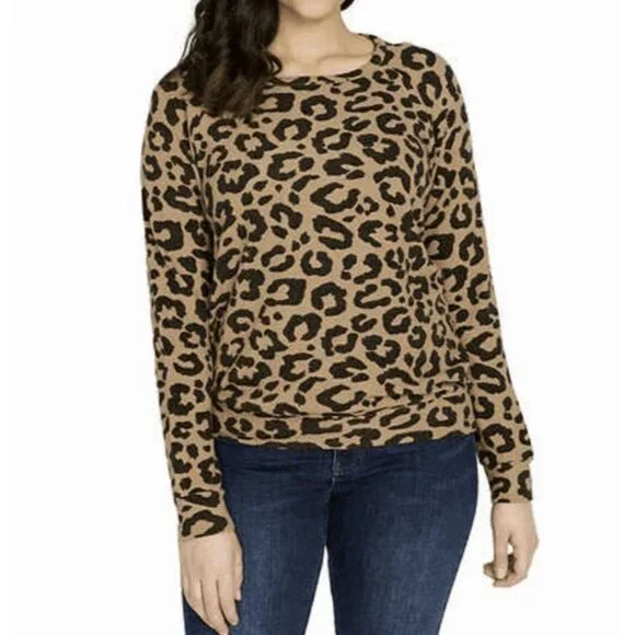 Buffalo David Bitton Women Winter Sweater Leopard Print Soft Cozy Small