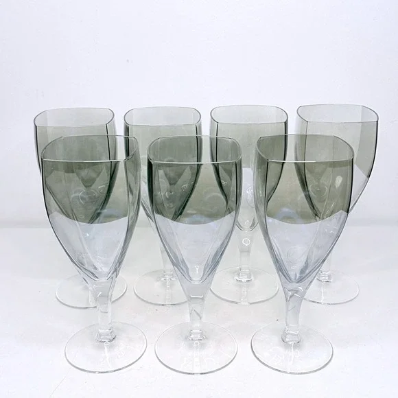 Mikasa Iced Tea Glasses Panache Platinum Smoke Gray Square 8.25