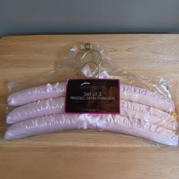 Wellington Essentials Pink Padded Satin Hangers Set of 3