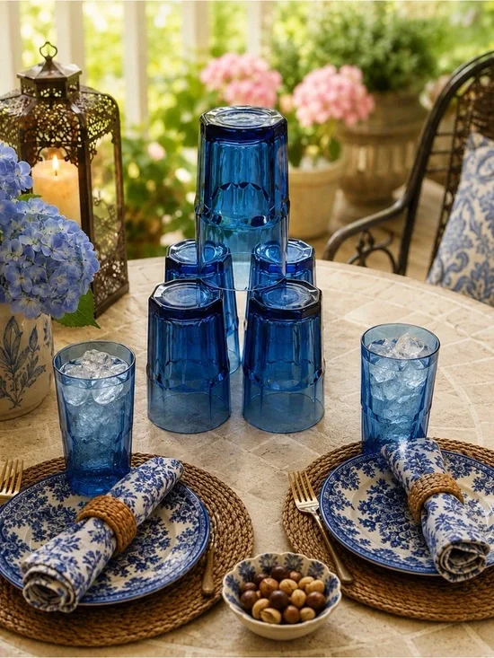 5 Vintage Libbey’s  Dura Tuff Cobalt Blue Tumblers/Glasses 12oz