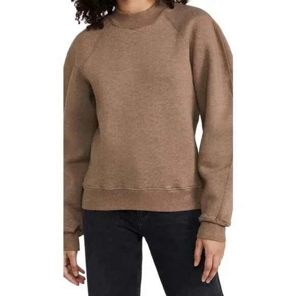 AGOLDE Tarron Mock Neck Sweatshirt in Toffee Heather Size XS - New
