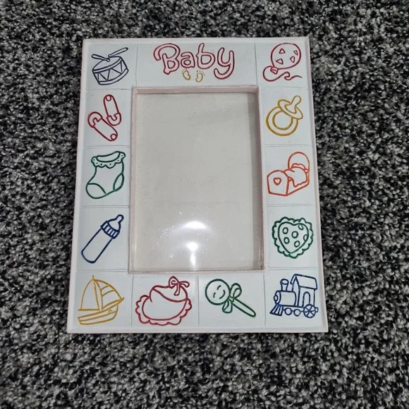 Vtg Baby Picture Frame Toy Color Block Cornerstone Creations 3.5x5