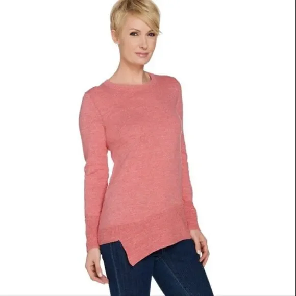 New Logo by Lori Goldstein Cotton Slub Knit Sweater w/ Angled Rib Hem | Size S