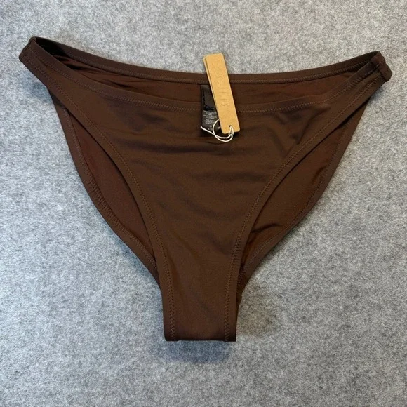 Skims Swim Bikini Bottom Cocoa Brown Size Large NWT Recycled Nylon Large
