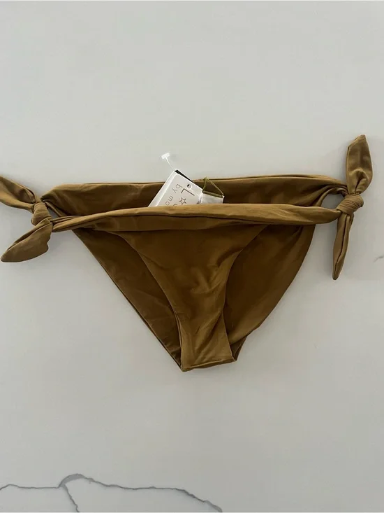 NWT L*SPACE Caruso Tie Side Low Rise Bikini Bottom in Moss Size Large