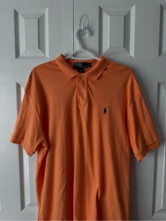 Polo Ralph Lauren Vintage Orange Cotton Classic Quiet Luxury Polo Shirt L