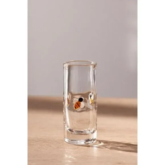 Anthropologie Icon Shot Glass Drinking Glasses Bumblebee Set of 2
