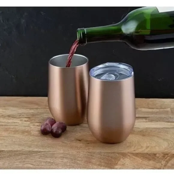 Thirstystone Cambridge Copper Insulated Wine Tumblers Set of 2 Double Wall 15 oz