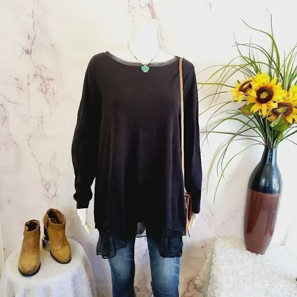 New Style & Co cotton blend black pullover sweater