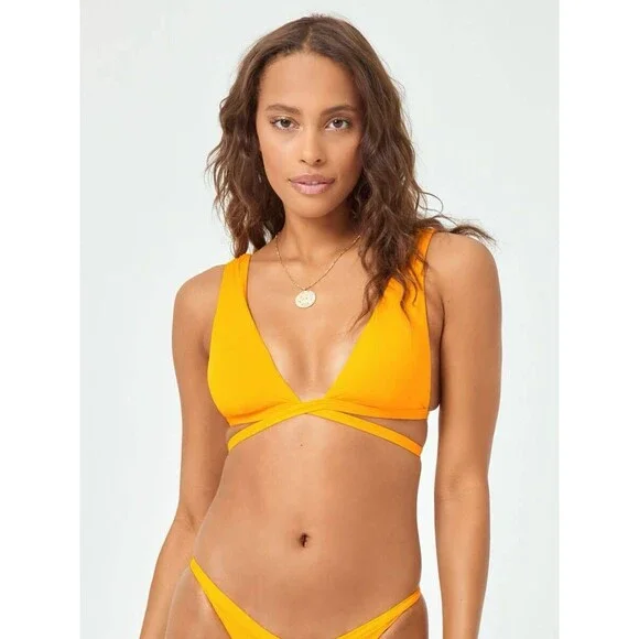 L*Space Swim Avery Top in Mango orange-Size XS NWOT
