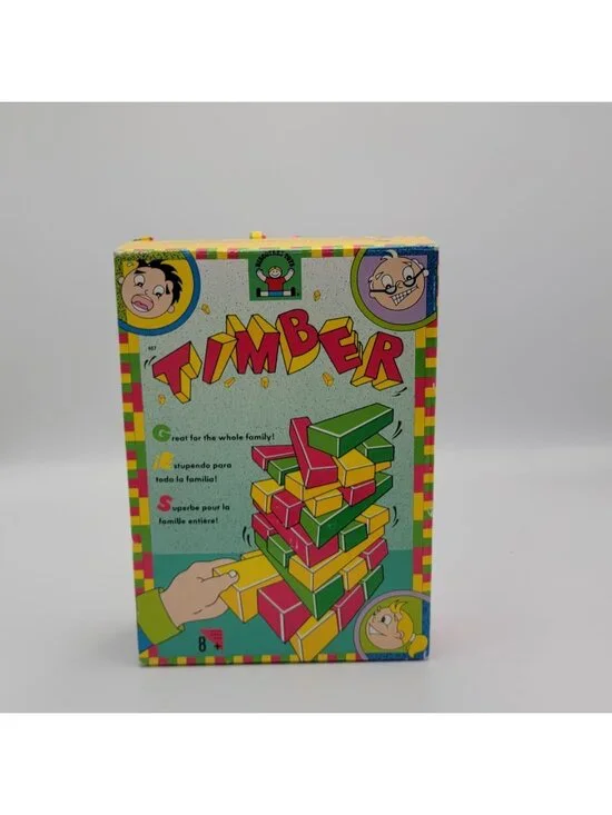 VTG 80s 90s Timber Stacking Block Game For 1-6 Players