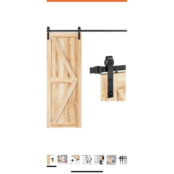 EaseLife Rustic Wood Barn Door Hardware Kit Sliding Track Set‎ Black 5.3' Quiet