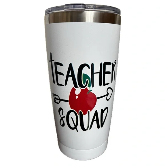 Biddlebee Teacher Squad with apple Insulated Travel Tumbler with Lid - 20 oz