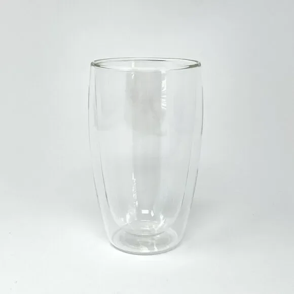 Bodum PAVINA 450mL 15oz Double-Wall Insulated Tall Glass Coffee Mug Cup Clear