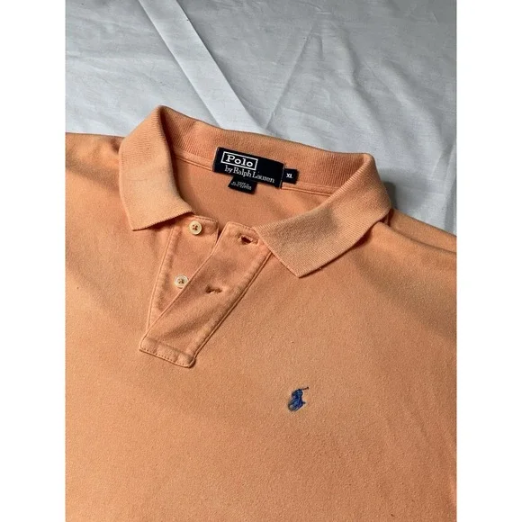 Ralph Lauren Polo Shirt Mens Size XL Orange Pony Casual‎ Short Sleeve Cotton