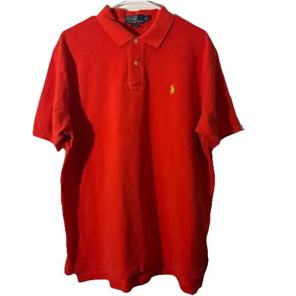 Ralph Lauren Polo Shirt Mens XLarge Red 2 Button Pony Casual Short Sleeve