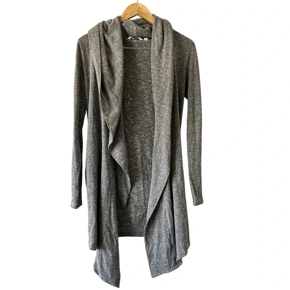 Athleta Heather Gray Cowl Neck Open Front Cardigan Draped‎ Sweater Medium