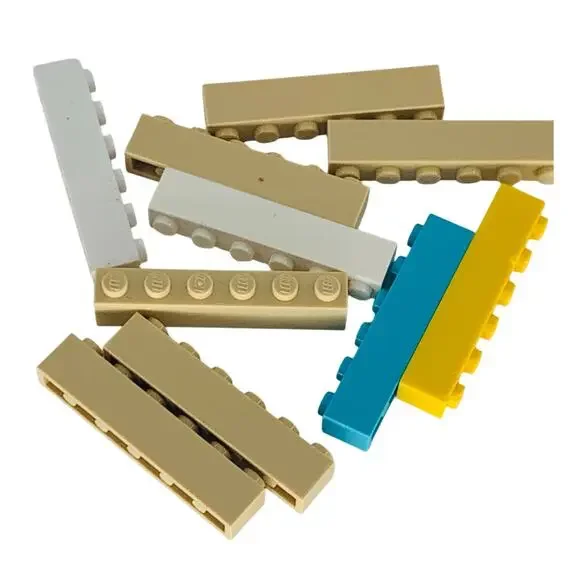 LEGO 1x6 Bricks Tile Bulk Lot of 10 Multicolor Building Blocks White Blue Tan