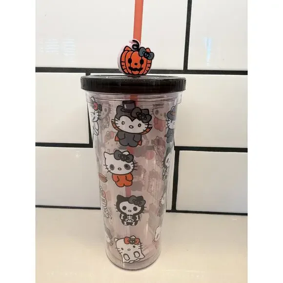 Hello Kitty Halloween Double Insulated Tumbler 22 Oz with Lid & Straw NEW! 🎃