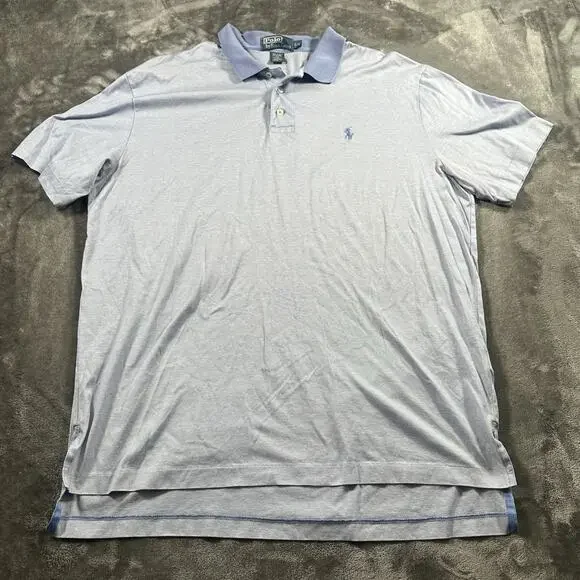 Polo Ralph Lauren Shirt Mens Large Blue Striped Classic Fit‎ Polo Rugby Preppy