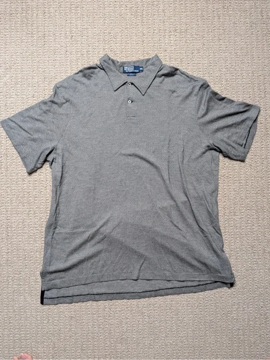 Ralph Lauren Men's XXL Pima Cotton Polo Shirt Grey Geometric Micro-Pattern