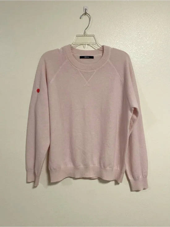 Quince Sweater Women’s Size XL Pink 100% Cashmere Crew Neck Sweater FLAWS