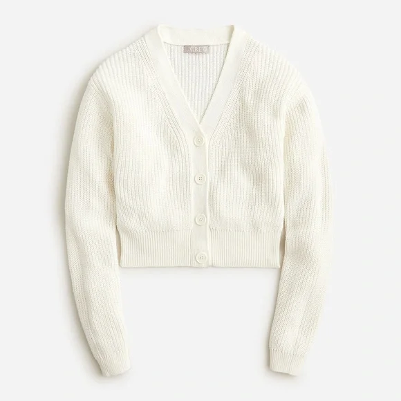 J.Crew Cotton-blend cropped V-neck cardigan sweater
