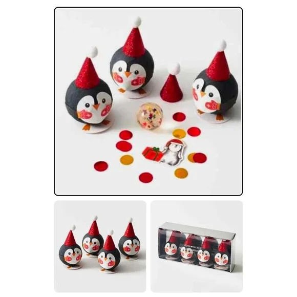 Penguin Surprise Balls Set of 4 Holiday Christmas Gift‎