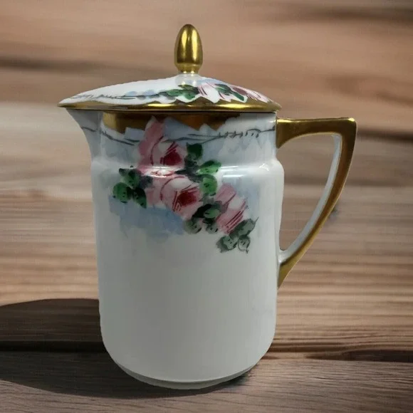 Hand Painted Nippon? Chocolate/Syrup/Milk Pitcher with Lid c. 1891 - 1921‎ ?