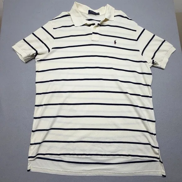 Polo Ralph Lauren Men's Striped Polo Shirt Maroon‎ Logo Size XXL