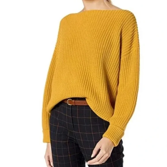 French Connection Mustard Oversized Cotton Sweater