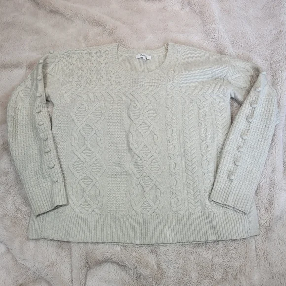 Madewell Cream Cable Knit Textured Sweater Size Small