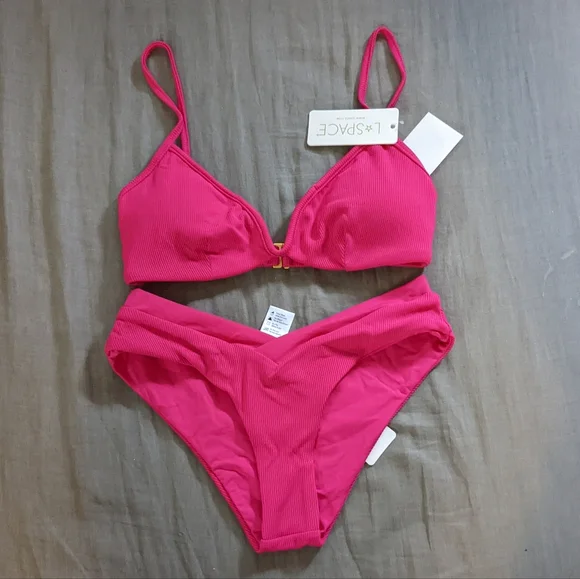 L*Space Helena Pratt Bikini Set Bougainvillea