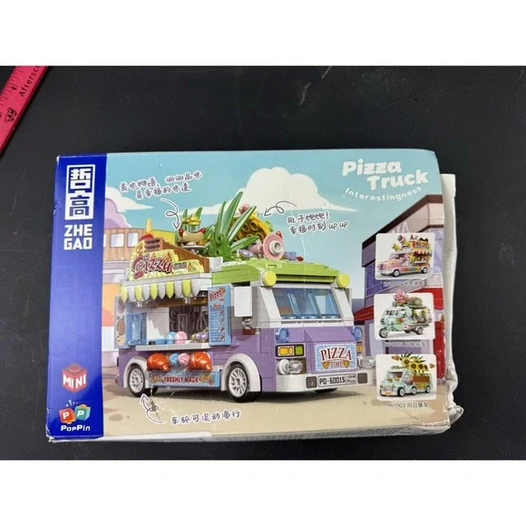 Pizza Truck Building Bricks Blocks Set Zhe Gao‎ 550 Pieces Ages 6+ new