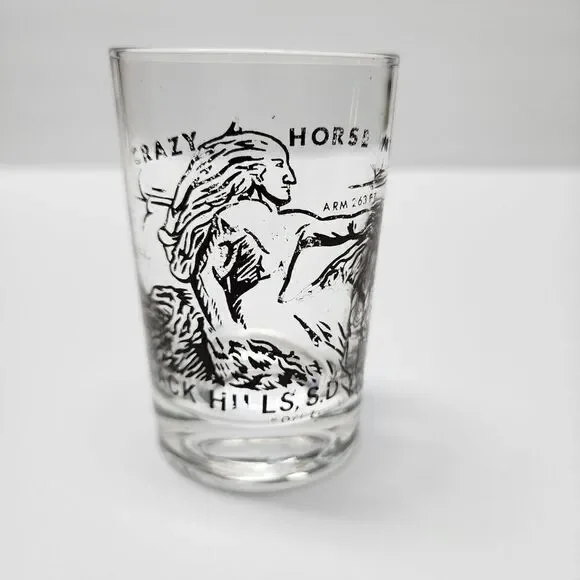 Vintage Crazy Horse Mtn. Black Hills South Dakota Juice Glass